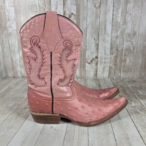 Pink Ostrich Embossed Western Cowboy Boots Women's Size Unknown